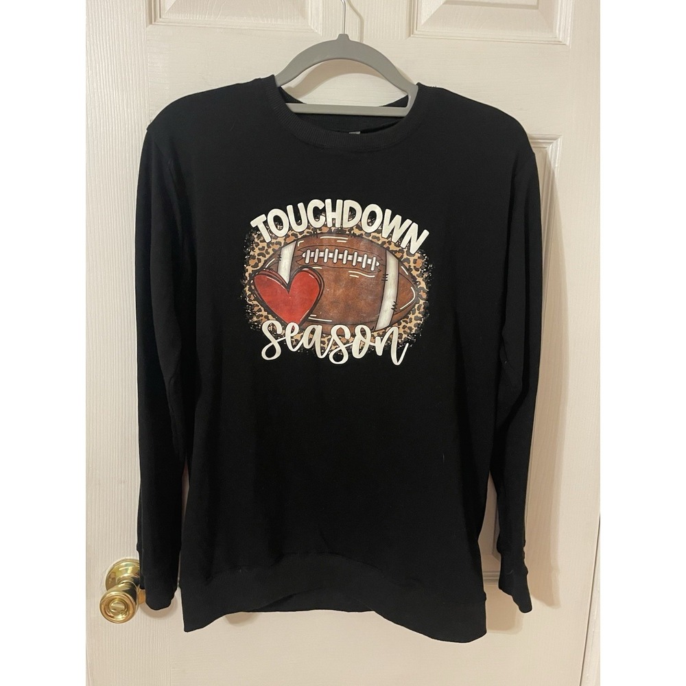 Touchdown Season Sweatshirt for Women Football/Leopard Print Size Medium